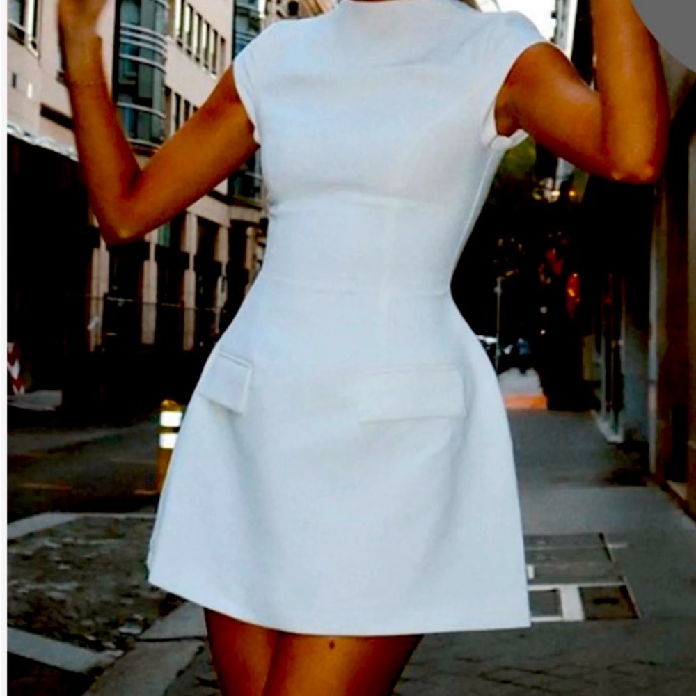 Commense Elegant White Mini Dress